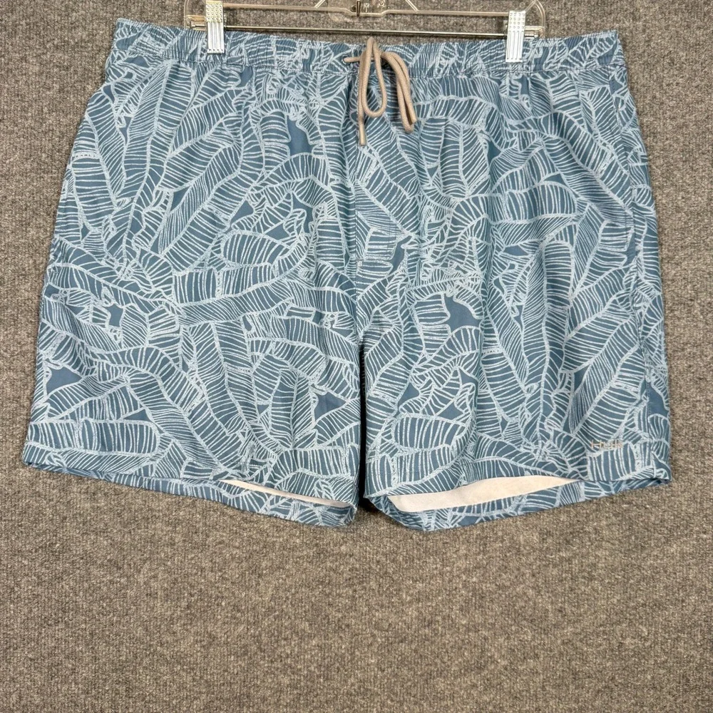 HUK Swim Trunks‎ Mens XXL Blue White Print Stretch Board Shorts Surf Swim Fish